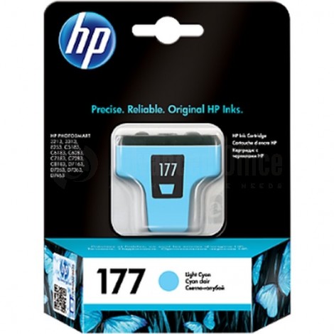 Cartouche HP 177/363 Light cyan pour imprimante HP Photosmart C5190/ D6160/ D7160/ D7260/ D7360/ D7460/ 8250/ C5180/ C6180/ C7180/ C8180/ 3210/ 3310/ C7280