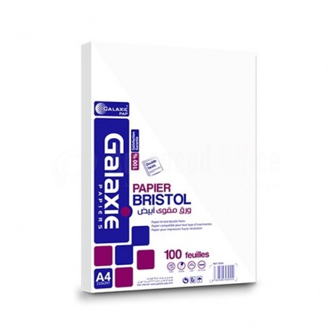 Paquet de 100 fiches Bristol GALAXIE A4 250g, Uni Blanc