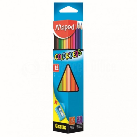 Boite de 12 crayons couleur MAPED + taille crayon