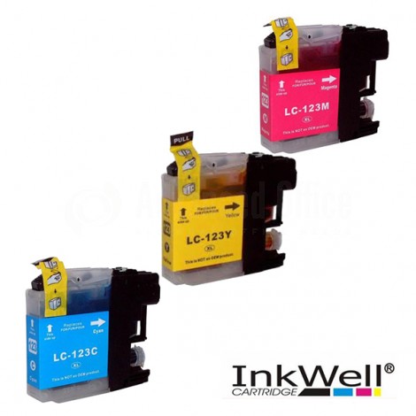 Pack de 3 Cartouche couleur CYM INKWELL Compatible BROTHER LC123 pour DCP-J132W/J470DW/J6920DW