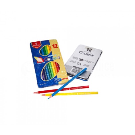Boite de 12 Crayon de couleur VERTEX , boite métallique