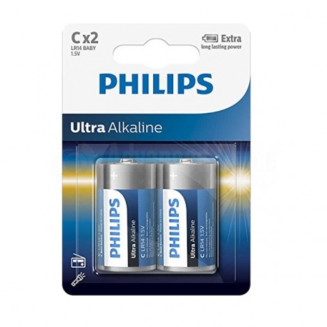 Jeu de 2 piles PHILIPS LR14/ C Ultra Alkaline B2