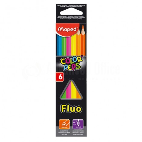 Boite de 06 crayons de couleur MAPED Color'Peps FLUO