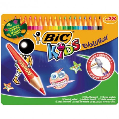 Boite métallique de 18 crayons de couleur BIC Kids Evolution