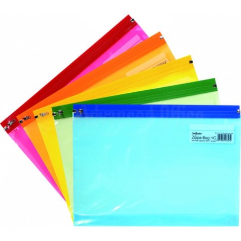 Pochette plastique zip multi-couleur A4 127-9 ALL WHAT OFFICE NEEDS