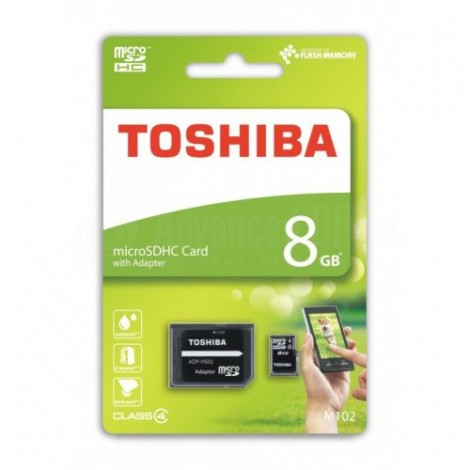 Carte mémoire TOSHIBA High Speed M102, 8Go MicroSDHC, Classe 4 + Adaptateur