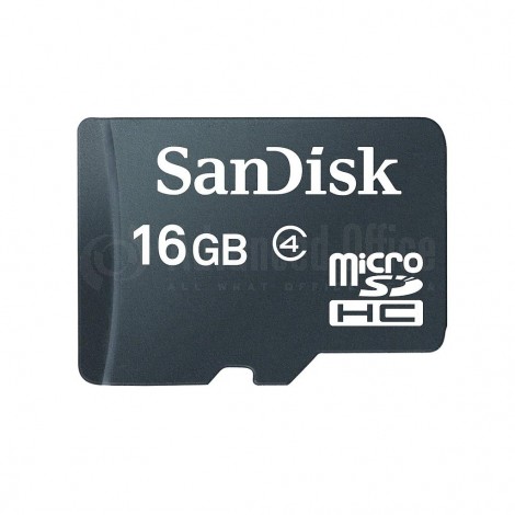 Carte mémoire SANDISK microSDHC 16GO Class 4 + adaptateur