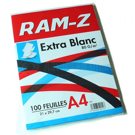 Rame de papier extra blanc RAM-Z 100 Feuilles A4 80g