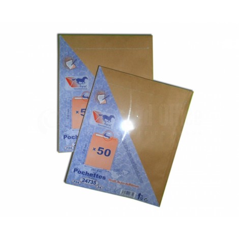 Pochette de 50 enveloppes F24 Kraft auto adhésives 260 x 330 mm