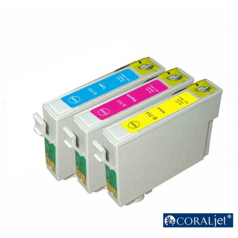 Pack de 3 Cartouche couleur CYM CORALJET Compatible EPSON T0712/T0713/T0714 pour D78/ D92/ D120/ DX4400/ DX5050