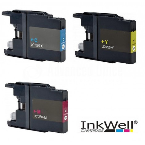 Pack de 3 Cartouche couleur CYM INKWELL compatible BROTHER LC1280 pour J6510DW