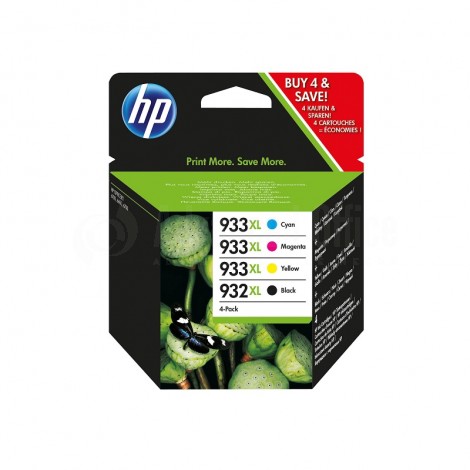 Cartouche HP 932XL/933XL Pack Noir et Couleur pour OfficeJet 7110/ 6600/ 6600/ 7612/ 6700/ 7610/ 6100/ 7510