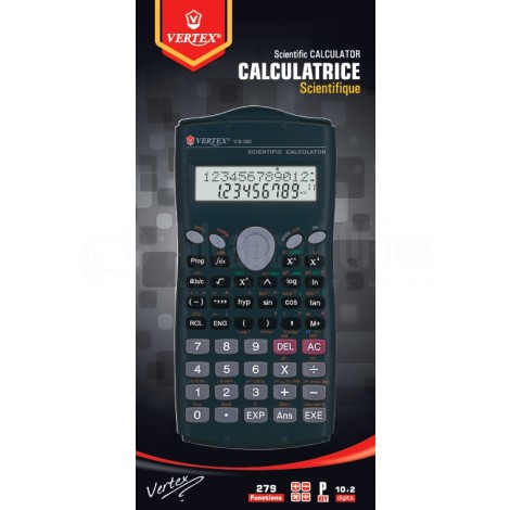 Calculatrice scientifique VERTEX V.S-302, 279 Fonctions (10 chiffres + 2 exposants)