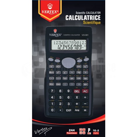 Calculatrice Scientifique VERTEX V-301, 244 Fonctions (10 chiffres + 2 exposants)