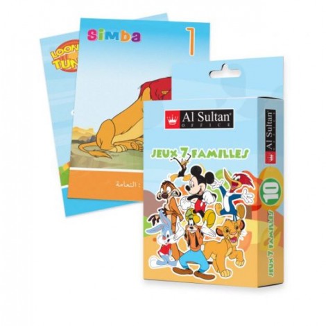 Jeux de carte éducatif AL SULTAN Les 7 Familles N°10 "Personnage de Warner bros et Disney", 2-6 joueurs, 42 Cartes