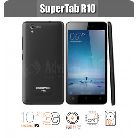 Tablette SUPERTAB R10, Wifi, 3G, 16Go, 10", Android 5.1, Noir + Pochette