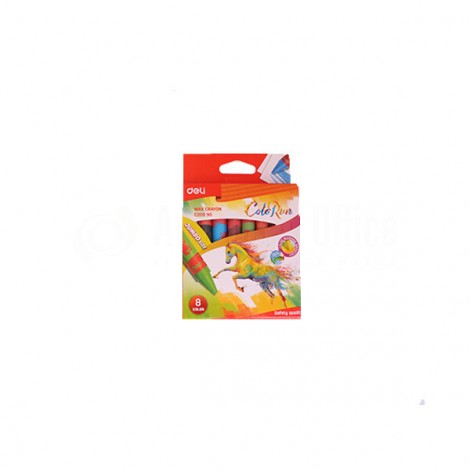 Boite de 8 Crayons à cire DELI Wax crayon C209 90 ColoRun jumbo Rond