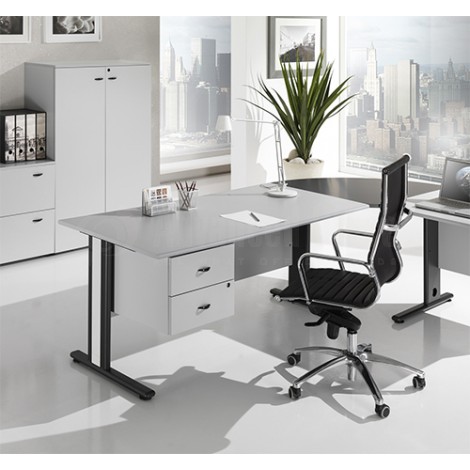 Bureau ECOMOD/SOLE ECO 1.80 x 0.80m piètement métallique Made in Italy Gris