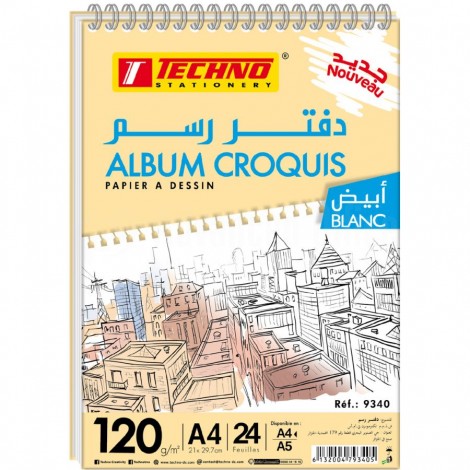Album à croquis TECHNO A4 120g 24 Feuilles