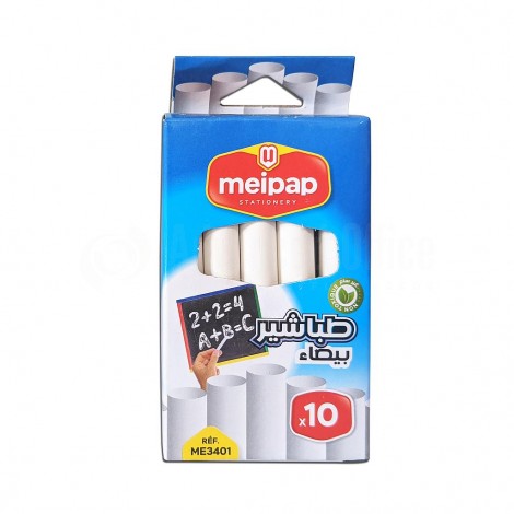 Boites de 10 Craies blanches MEIPAP ME3401