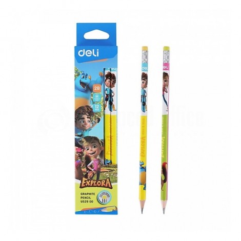 Crayon noir scolaire DELI U529 00 Explora 2B hexagonal avec gomme