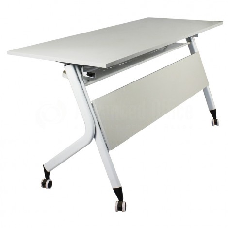 Table pliante ECOMOD 1.40 x 0.60m à roulettes avec casier, Gris