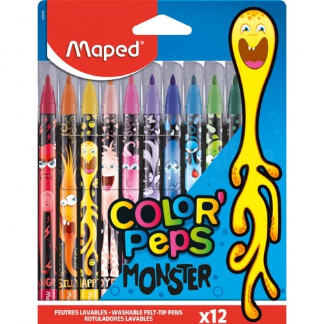 Boite de 12 Feutres MAPED Color'Peps Monster