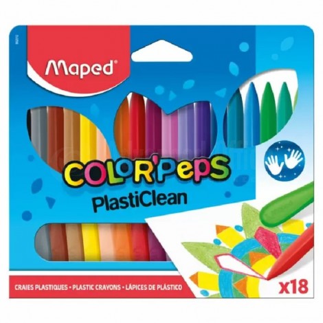 Boite de 18 Crayons de couleur MAPED Color'Peps PlastiClean