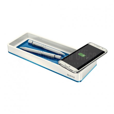 Plumier avec chargeur à induction LEITZ WOW Dual Bleu (chargeur smartphone sans fil)
