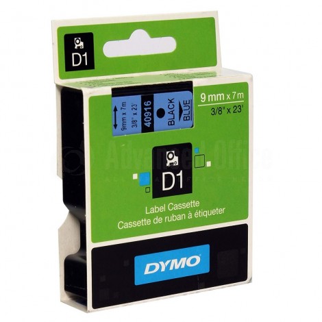 Recharge DYMO D1 40916 pour Label Manager 100+/150 9mmx7mm noir/Bleu