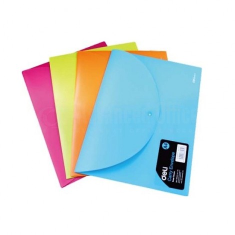 Pochette enveloppe à bouton DELI A4 en Plastique Multi couleur