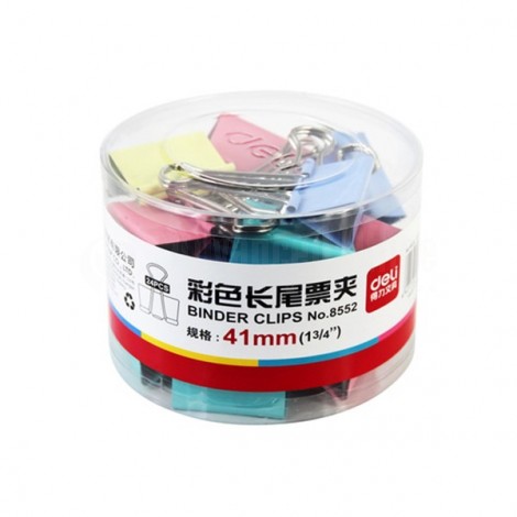 Binder clips 41 mm DELI boite de 24 pcs Multi couleur