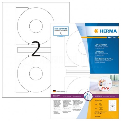 Rame autocollants CD HERMA 200 étiquettes