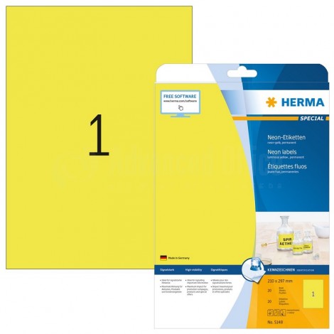 Rame étiquettes fluoresantes HERMA A4 jaune