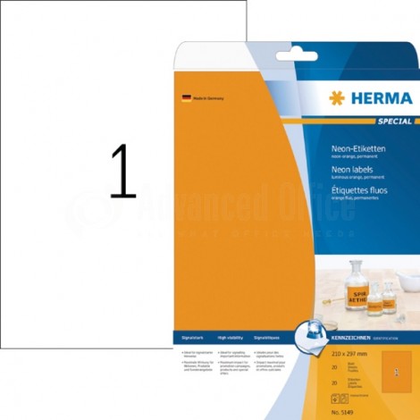 Rame étiquettes fluoresante HERMA A4 Orange