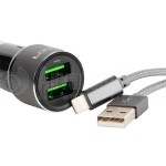 Chargeur Adaptateur Automobile LDNIO Auto-ID C303, 2 Ports USB 3.6A avec câble Data Micro USB pour téléphone portable Android, Advanced Office