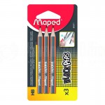 Jeu de 3 Mini crayon graphite pour Compas MAPED Black'Pesp 850211 sous Blister