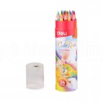 Boite ronde de 24 crayons de couleurs DELI ColoRun C003 27 Triangulaire GM + Taille crayon  -  Advanced Office