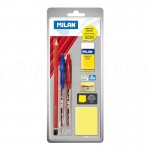 image. Ensemble Scolaire MILAN Stylo+ crayon + taille + post it sous blister  -  Advanced Office