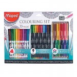 Kit de coloriage MAPED Colouring Set, 33 pièces, 10 Feutres pinceau pointe fine, 10 Feutres 0.4mm, 12 Crayons de couleur Duo (24 Couleurs) + Taille crayon