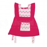 Robe tablier crèche VERTEX TAB-RS006, Fermeture à cordons sur les côtés, Sans manches, 1 Poche centrale, Motif zigzag Rose pour Fille 4-5-6 ans avec Bavette