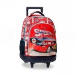 Sac à dos scolaire à roulettes JOUMMA BAGS Cars Speed Trails, 2 Compartiments, 1 Poche avant, 2 Poches latéral filet élastique, en Polyester 32 x 43 x 23cm, Rouge