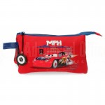 Trousse scolaire Triplé JOUMMA BAGS Cars Roquet Racing, Plat 3 Compartiment, en Polyester 22 x 12 x 5cm, Rouge-Bleu