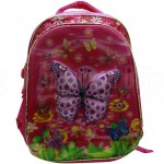 Sac à Dos Scolaire MC SPORT WGJ-05, en polyester, 1 Compartiment, 1 Poche avant en plastique Motifs Papillon 3D relief, avec 2 Poches latéral filet, pour Fille