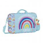 Cartable housse porte PC enfant SAFTA Rainbows Make me smile, 15.6",  340 x 180 x 150 mm, 9 Litres, Bleu