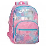 Sac à dos scolaire adaptable JOUMMA BAGS Movom Revolution of Dreams, 2 Compartiments, 2 Poche avant Motif Nuage Multi couleurs et Etoiles, 2 Poches latéral filet élastique, Bretelles réglable et bande dorsale pour valise/ Sac à dos à roulette, en Polyeste