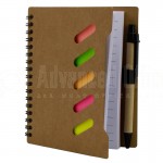 Notebook à spiral YAMPAP couverture Kraft découpe sourire, 12 x 15.8cm, avec 5 Post-it Multi couleurs et Stylo rétractable