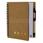 Notebook à spiral YAMPAP couverture Kraft découpe sourire, 13.7 x 17.8cm, avec 5 Post-it Multi couleurs et Stylo rétractable