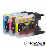 Pack de 3 Cartouches INKWELL couleur CYM Compatible BROTHER LC1220 pour DCP-J525W/725DW/925DW/MFC-J430W/435W/625DW/825DW