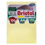 Paquet de 100 fiches Bristol EXCELLES quadrille 5*5 A4 170g, Jaune